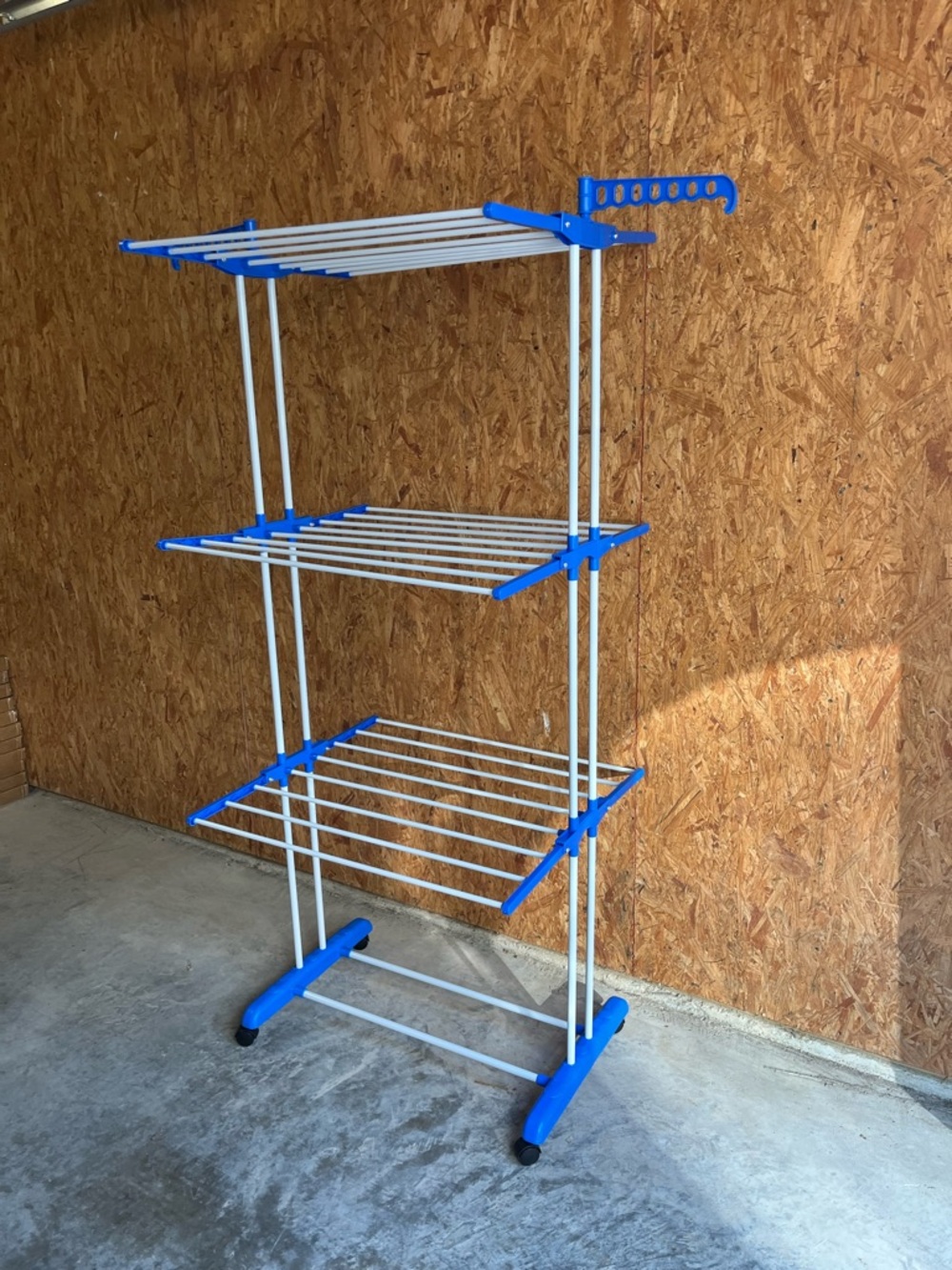 Rolling Clothes Drying Rack 3 Tier Adjustable Metal Bars w/Wheels